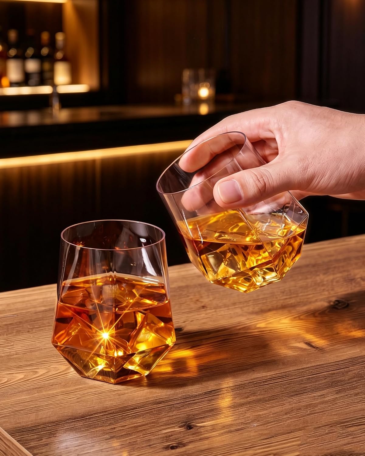 image:image40 Pack 12 Oz Stemless Plastic Wine GlassesGold Rim Disposable Wine GlassClear