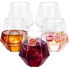 40 Pack 12 Oz Stemless Plastic Wine Glasses,Gold Rim Disposable Wine Glass(Clear)